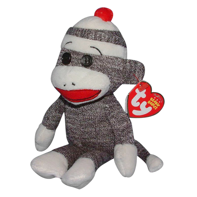 Ty Beanie Baby: Socks the Sock Monkey -Gray