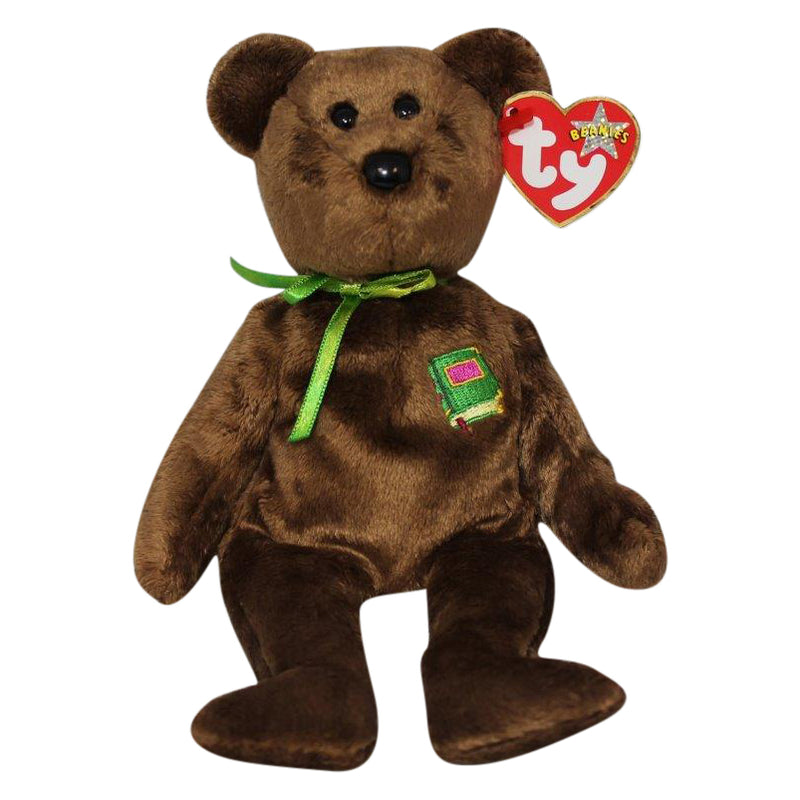 Ty Beanie Baby: William the Bear - Closed Book - Green Ribbon