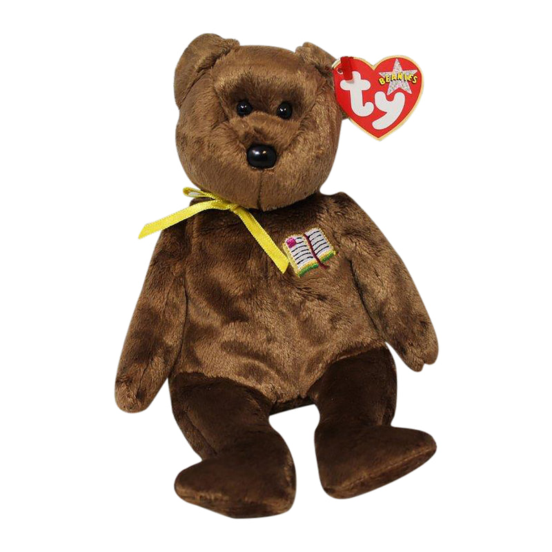 Ty Beanie Baby: William the Bear - Open Book - Gold Ribbon